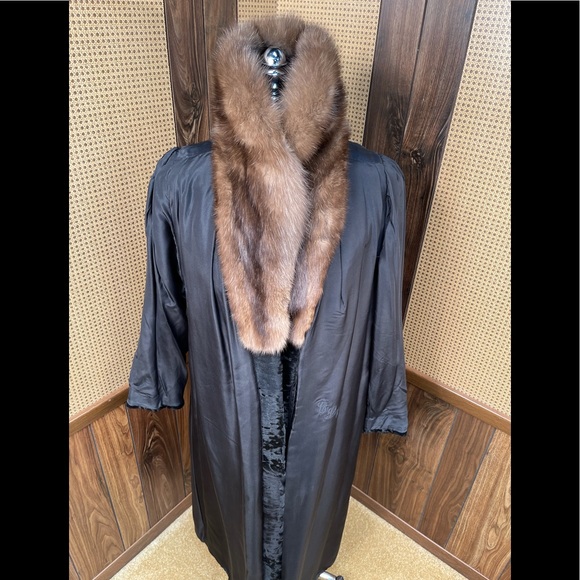Full Length Somper Furs Russian Broadtail & Russian Sable Fur Coat Small - Picture 7 of 12